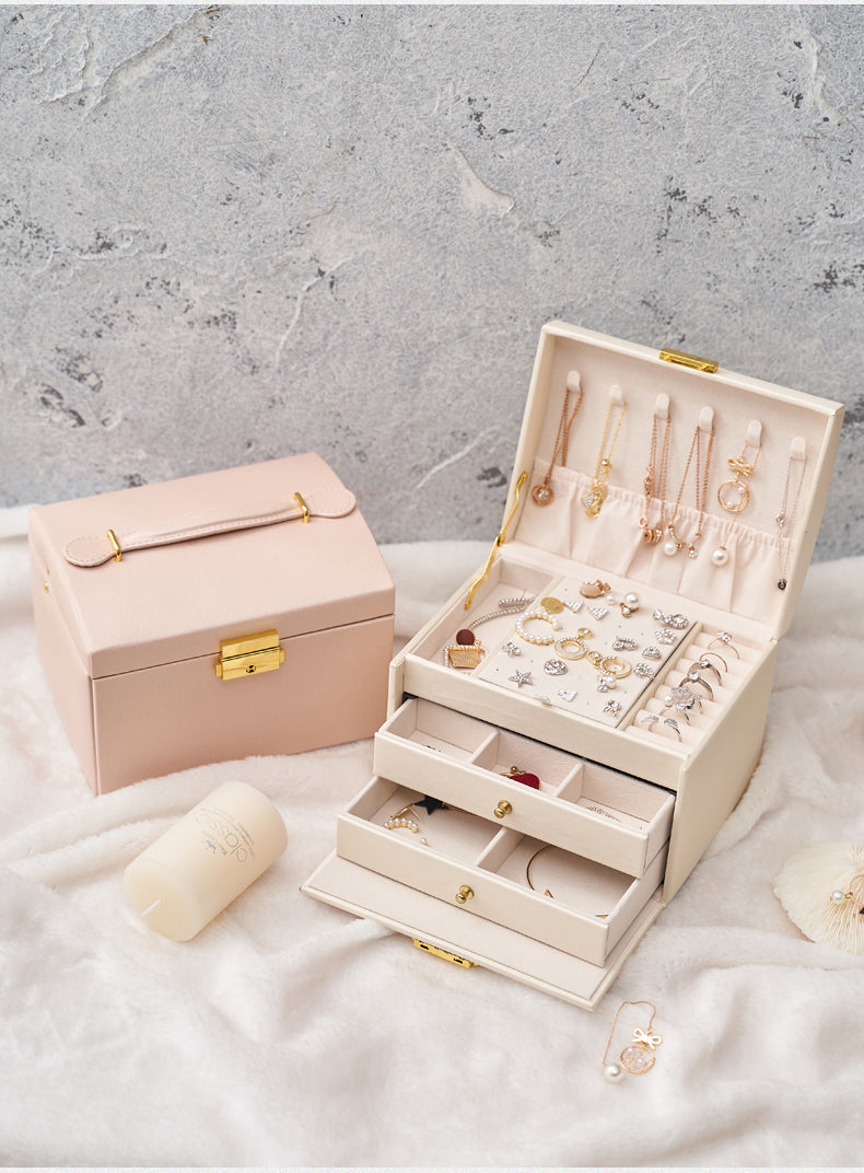 Jewellery Box for Women with Drawers, Leather Jewellery Case Organizer for Girls, Gift for Her, Birthday Christmas Gifts