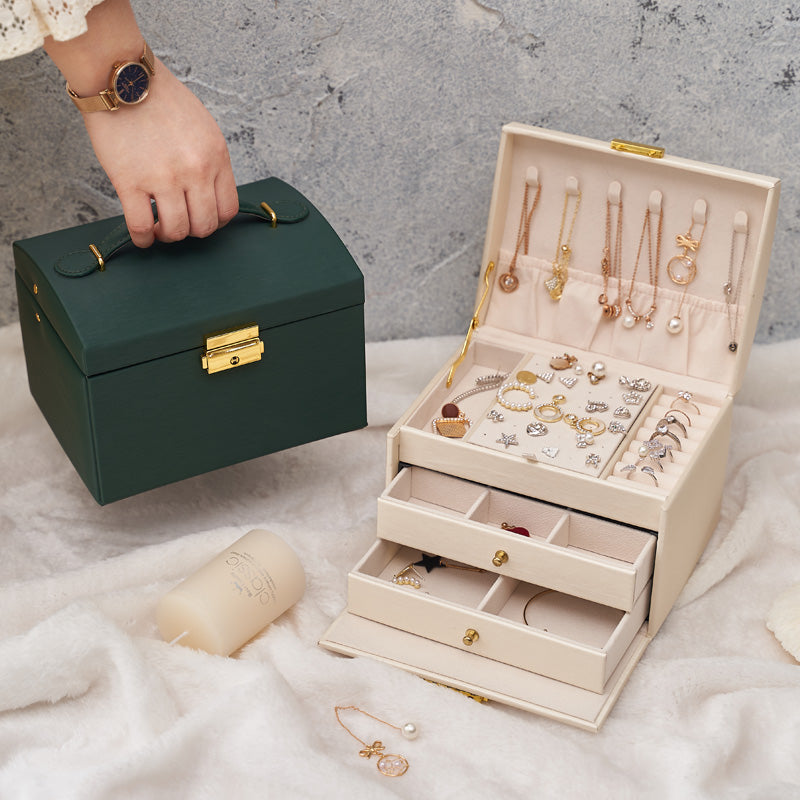 Jewellery Box for Women with Drawers, Leather Jewellery Case Organizer for Girls, Gift for Her, Birthday Christmas Gifts