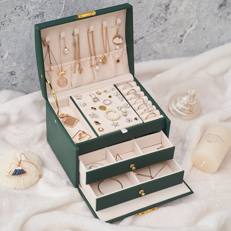 Jewellery Box for Women with Drawers, Leather Jewellery Case Organizer for Girls, Gift for Her, Birthday Christmas Gifts