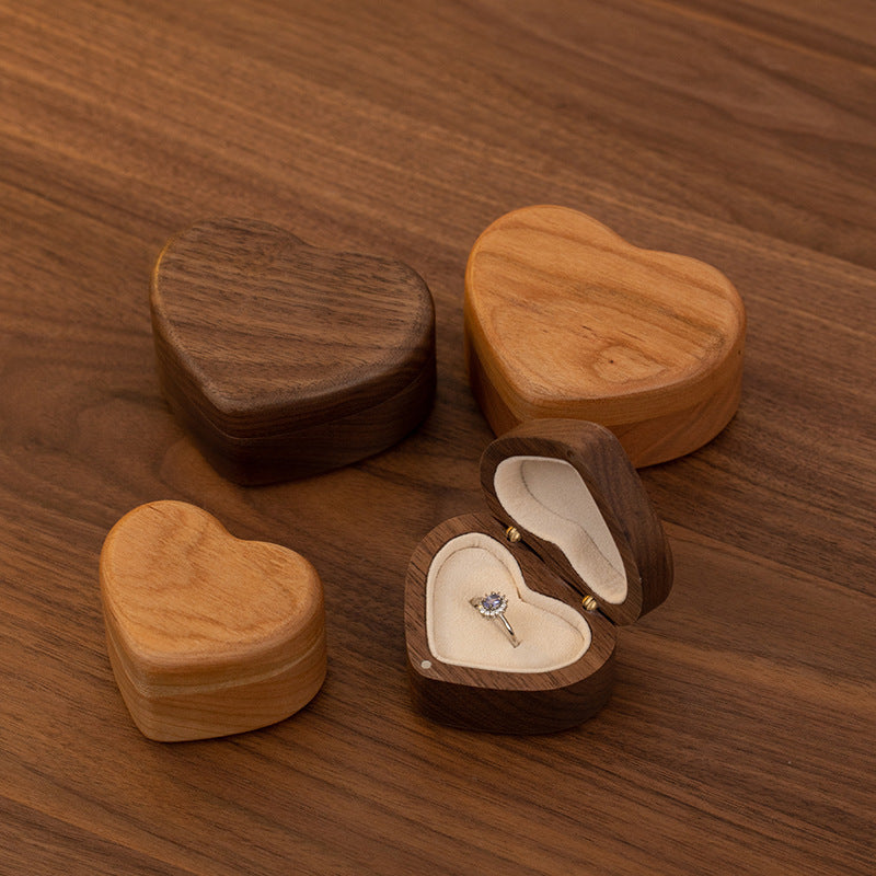 Walnut Cherry Wood Ring Box