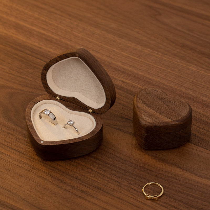 Walnut Cherry Wood Ring Box