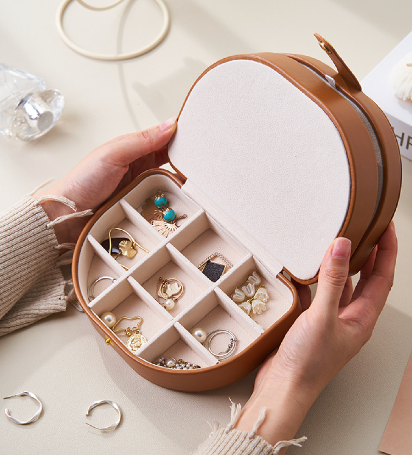 Personalised Portable Jewellery Box for Women Girls, Travel Storage Organiser, Her Birthday Gift