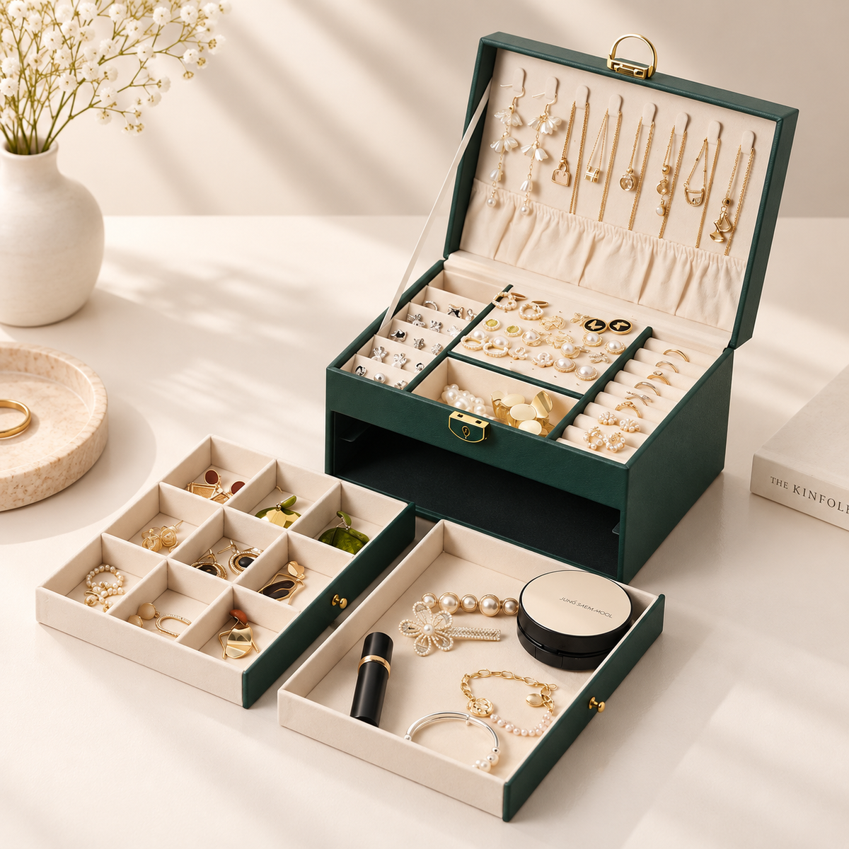 Personalised Large Jewellery Box with 2 Drawers – Custom Name Jewellery Organiser
