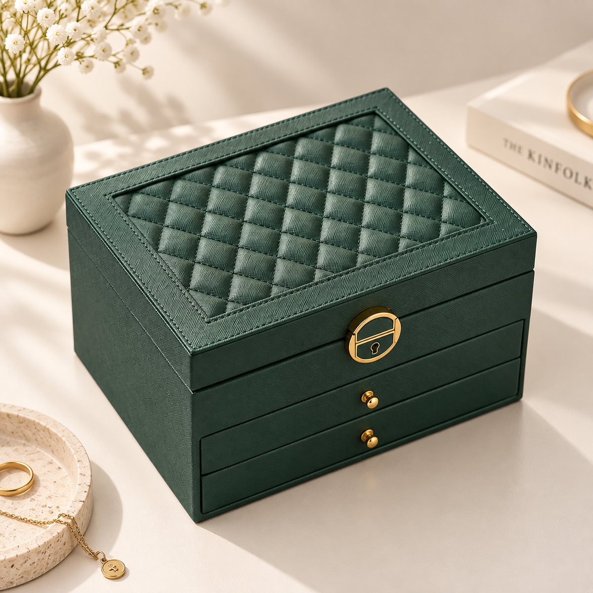 Personalised Large Jewellery Box with 2 Drawers – Custom Name Jewellery Organiser