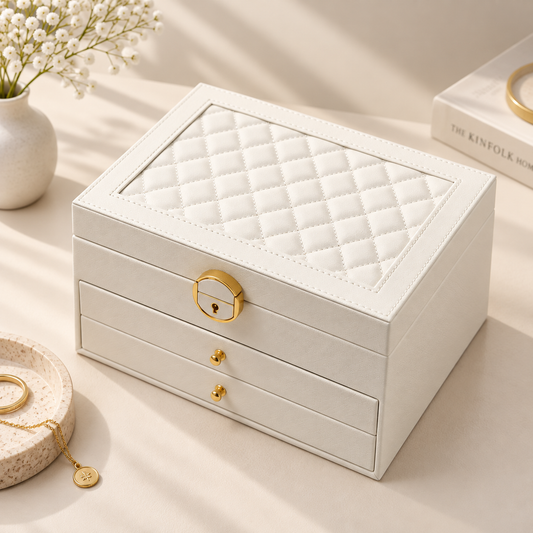 Personalised Large Jewellery Box with 2 Drawers – Custom Name Jewellery Organiser