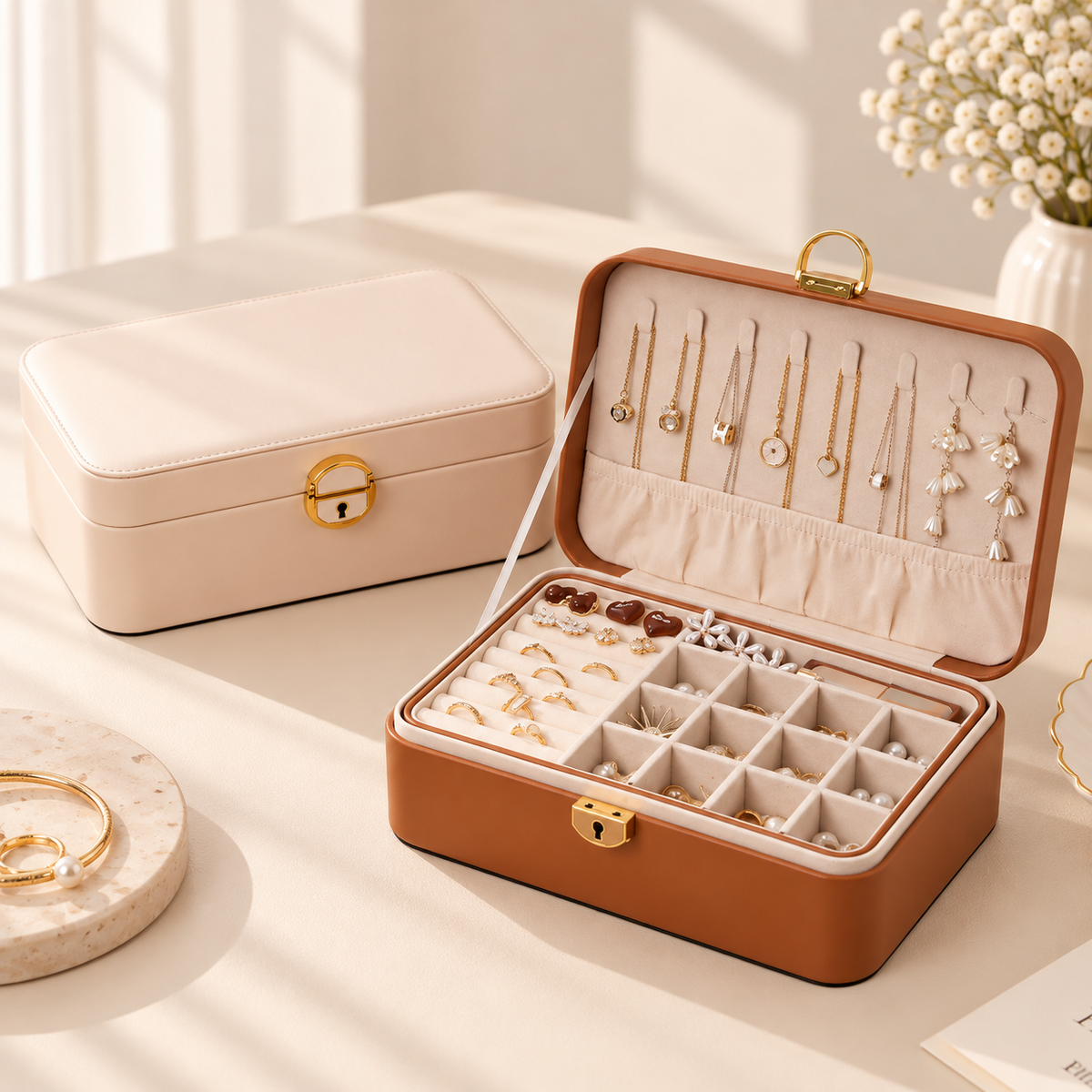 Personalised Jewellery Box 2-Layer with Lock for Women