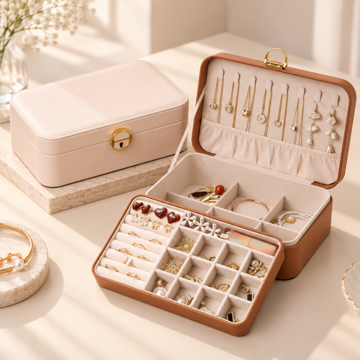 Personalised Jewellery Box 2-Layer with Lock for Women