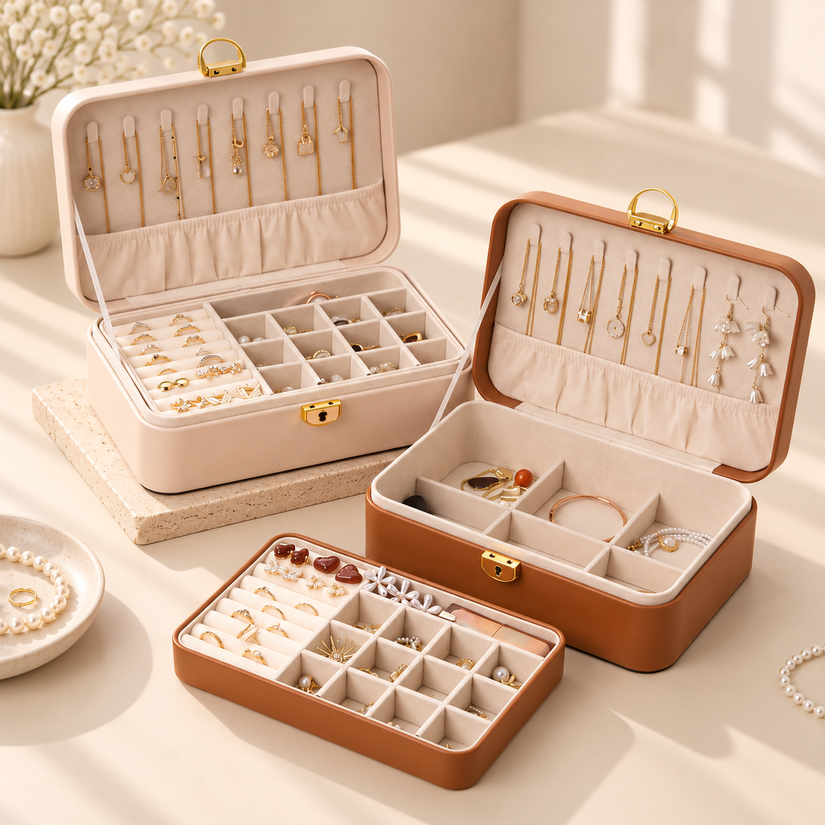 Personalised Jewellery Box 2-Layer with Lock for Women