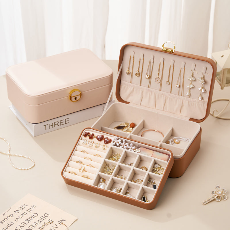 Personalized Jewellery Box for Women Girls, 2-Layer Stylish Storage Case, Her Birthday Gift
