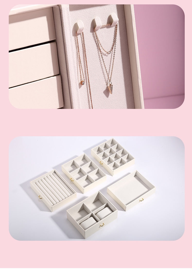 Personalized Jewellery Box with Drawers for Women Girls, Five-Layer Storage Case, Her Birthday Gift