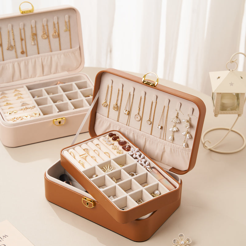 Personalized Jewellery Box for Women Girls, 2-Layer Stylish Storage Case, Her Birthday Gift