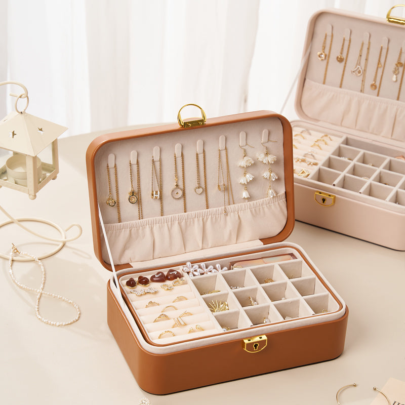 Personalized Jewellery Box for Women Girls, 2-Layer Stylish Storage Case, Her Birthday Gift