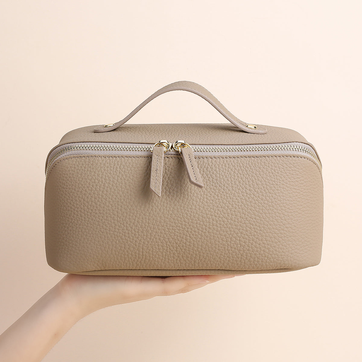 Genuine Leather Makeup Bag – Travel Cosmetic Organizer