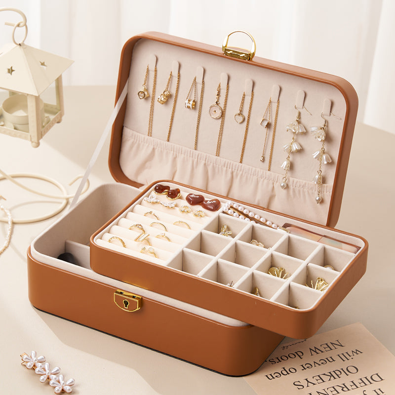 Personalized Jewellery Box for Women Girls, 2-Layer Stylish Storage Case, Her Birthday Gift
