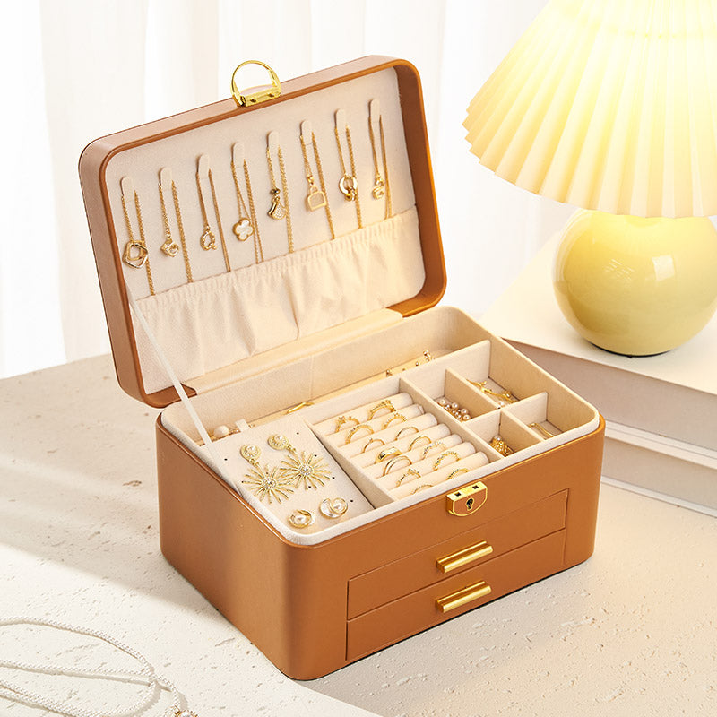 Personalised Jewellery Box for Women Girls with Drawers, Faux Leather Storage Case，Her Birthday/Christmas Gifts