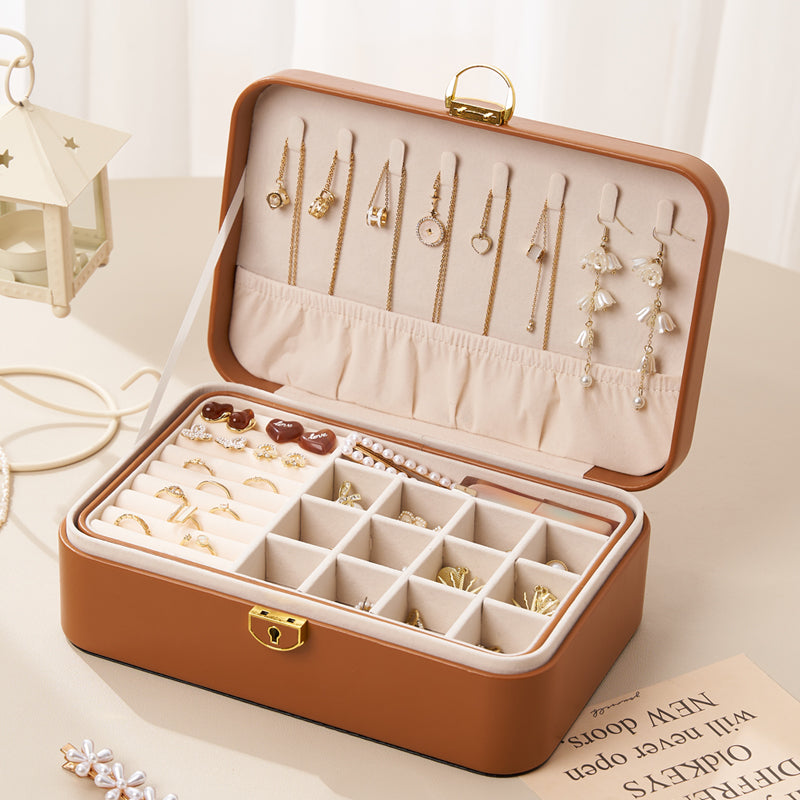 Personalized Jewellery Box for Women Girls, 2-Layer Stylish Storage Case, Her Birthday Gift