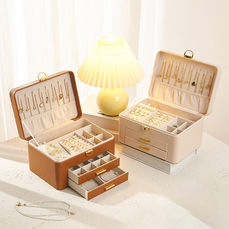 Personalised Jewellery Box for Women Girls with Drawers, Faux Leather Storage Case，Her Birthday/Christmas Gifts