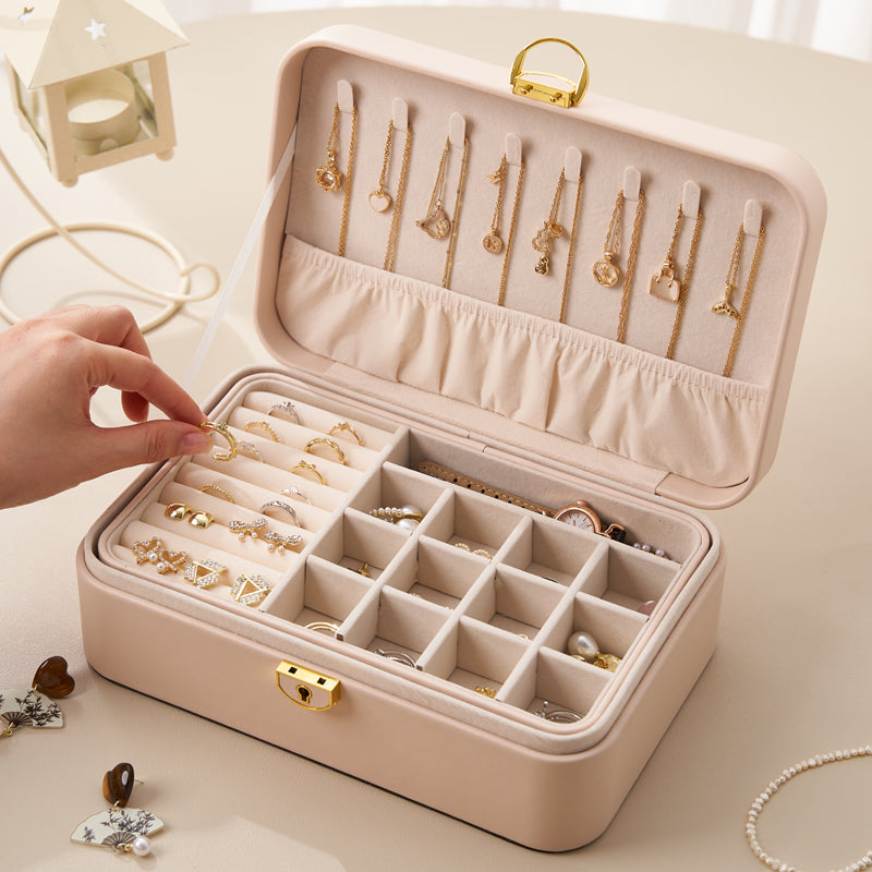 Personalized Jewellery Box for Women Girls, 2-Layer Stylish Storage Case, Her Birthday Gift