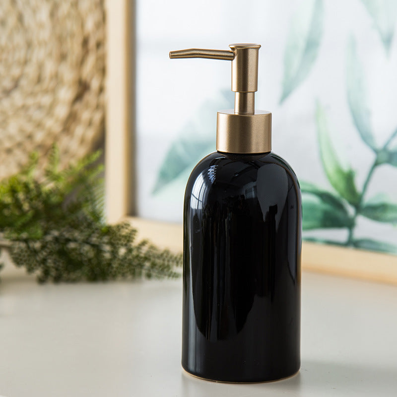 Shampoo Conditioner Bottles With Gold Pump Dispenser, Refillable Ceramics Marbling Bathroom Bottles, For Hand Soap, Cream, Gift for home