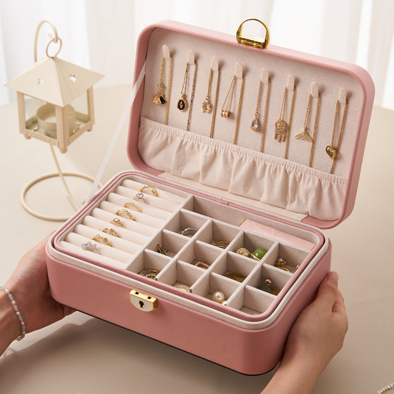 Personalized Jewellery Box for Women Girls, 2-Layer Stylish Storage Case, Her Birthday Gift