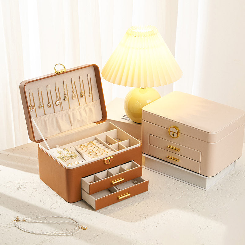 Personalised Jewellery Box for Women Girls with Drawers, Faux Leather Storage Case，Her Birthday/Christmas Gifts