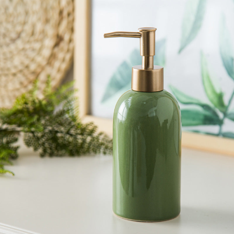 Shampoo Conditioner Bottles With Gold Pump Dispenser, Refillable Ceramics Marbling Bathroom Bottles, For Hand Soap, Cream, Gift for home
