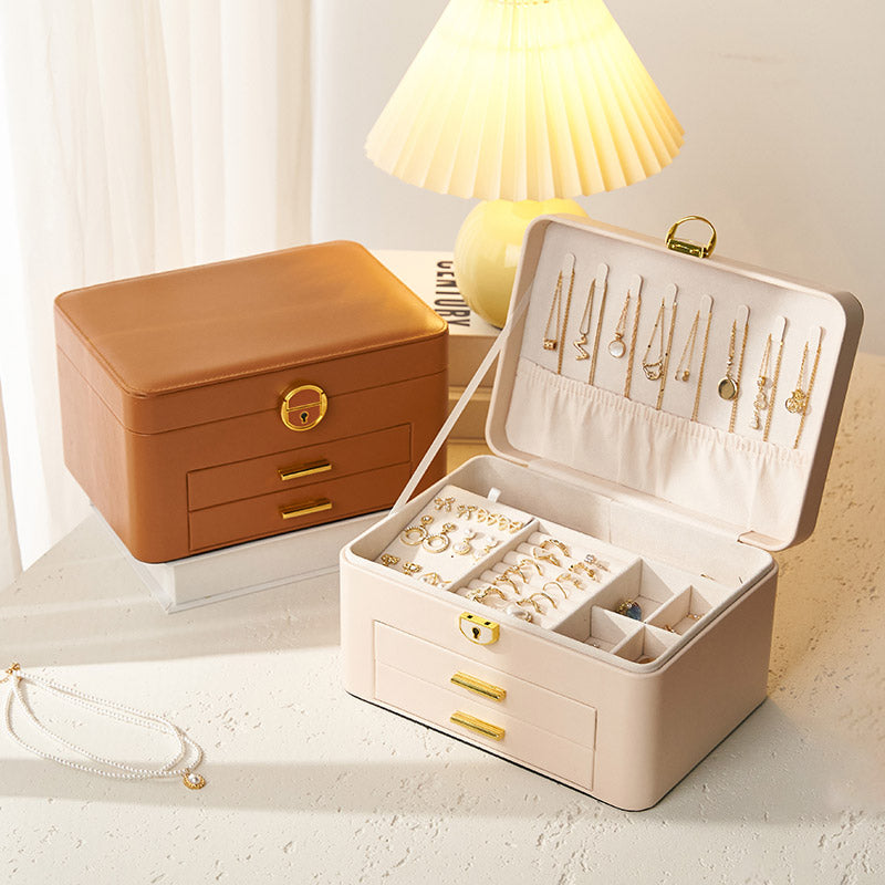 Personalised Jewellery Box for Women Girls with Drawers, Faux Leather Storage Case，Her Birthday/Christmas Gifts