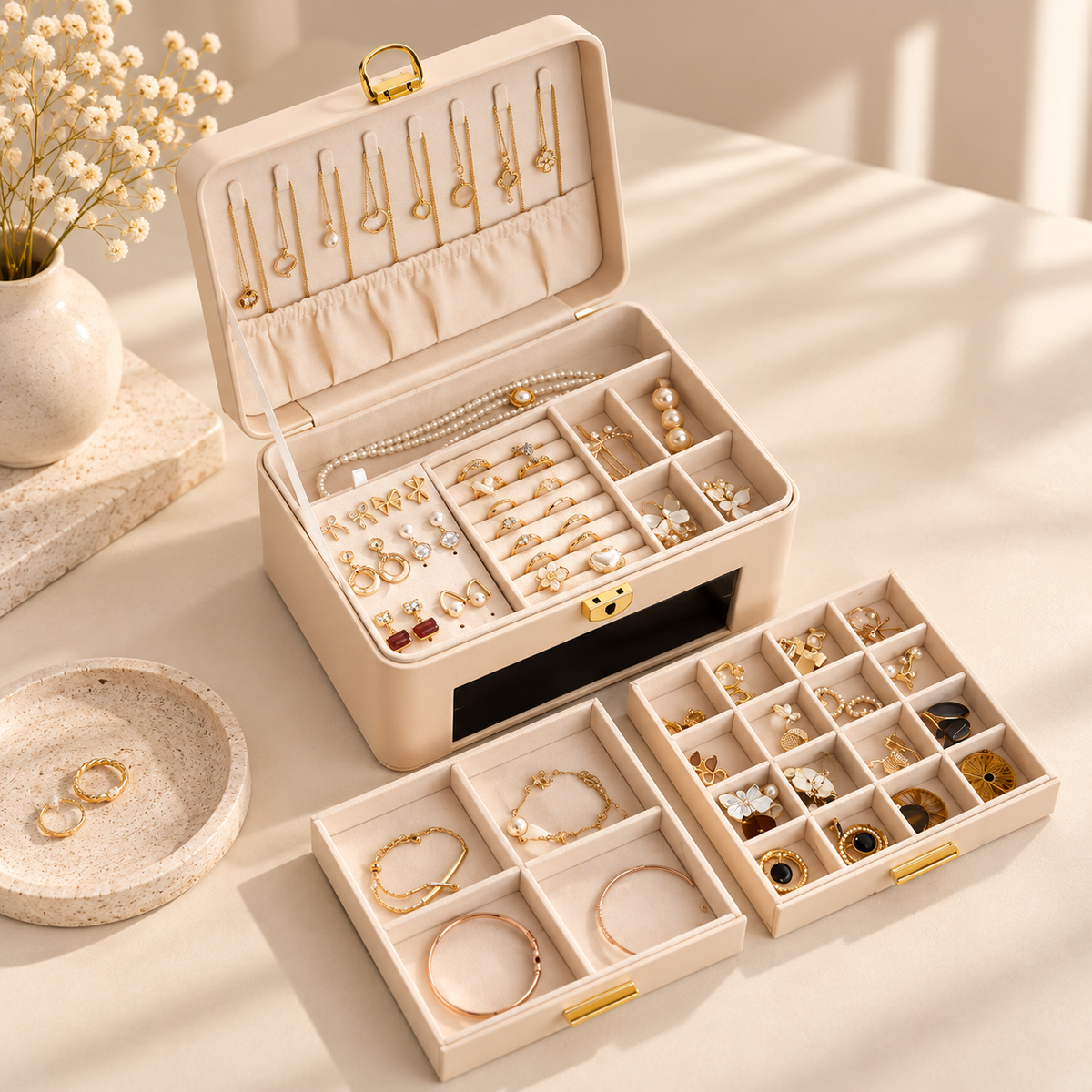 Personalised Jewellery Box for Her – Birth Flower & Name Gift