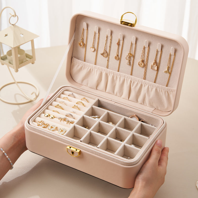 Personalized Jewellery Box for Women Girls, 2-Layer Stylish Storage Case, Her Birthday Gift