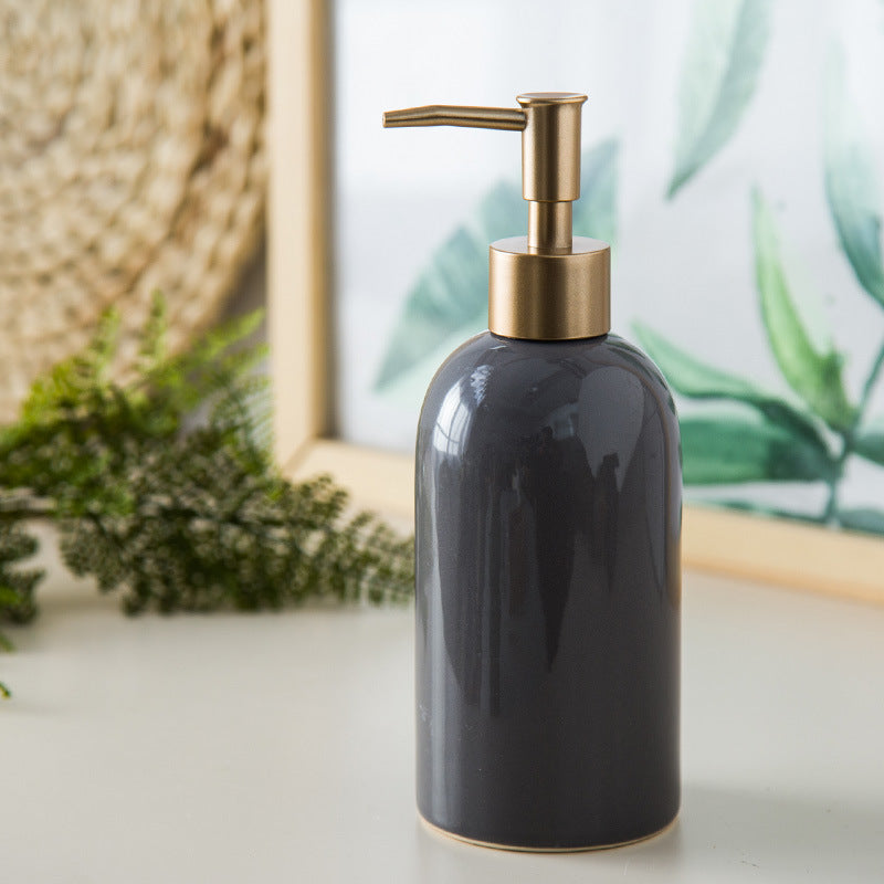 Shampoo Conditioner Bottles With Gold Pump Dispenser, Refillable Ceramics Marbling Bathroom Bottles, For Hand Soap, Cream, Gift for home