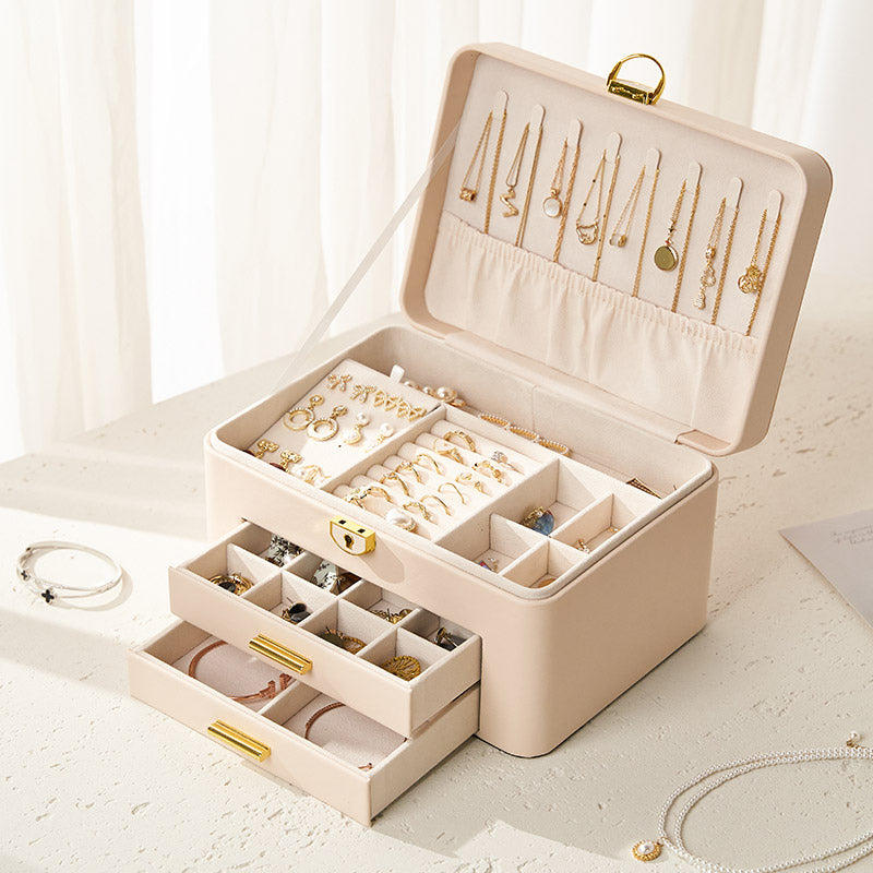 Personalised Jewellery Box for Women Girls with Drawers, Faux Leather Storage Case，Her Birthday/Christmas Gifts