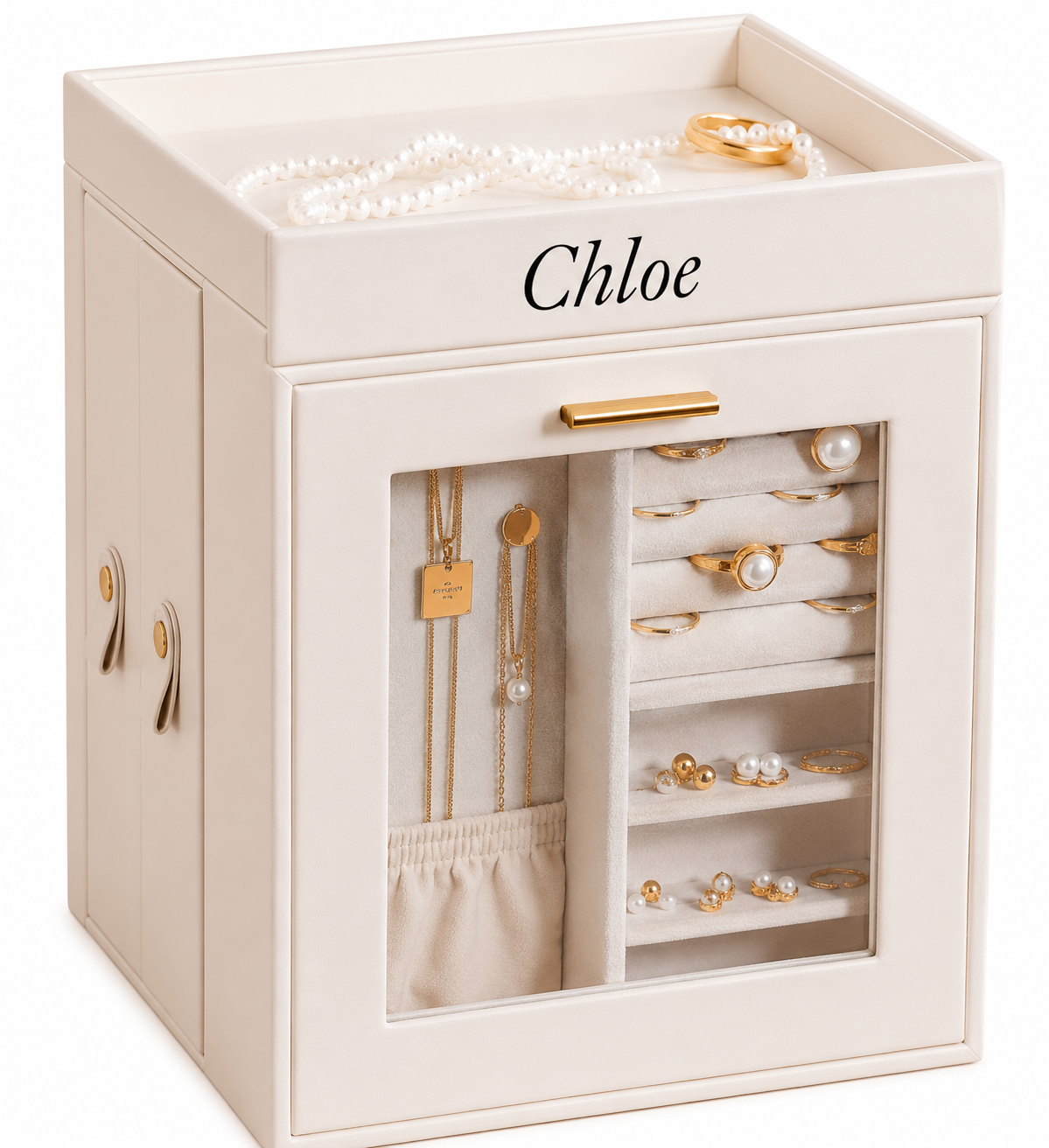 Personalised Rotating Jewellery Box with Mirror