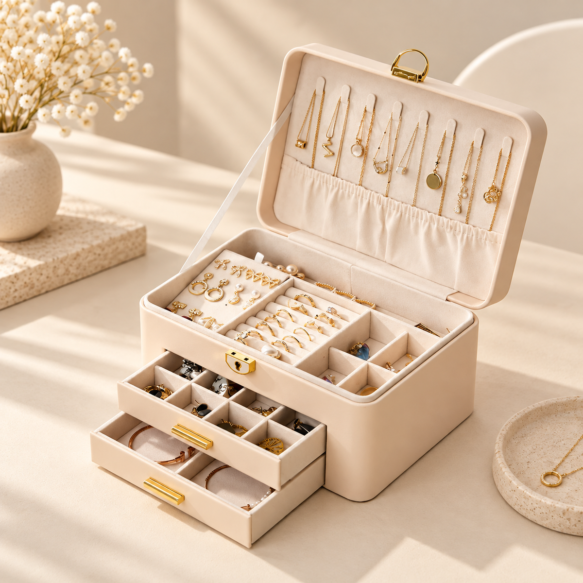 Personalised Jewellery Box for Her – Birth Flower & Name Gift