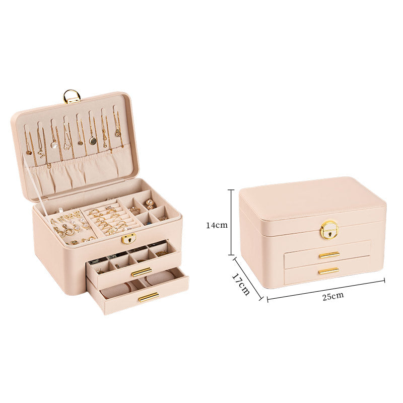 Personalised Jewellery Box for Women Girls with Drawers, Faux Leather Storage Case，Her Birthday/Christmas Gifts