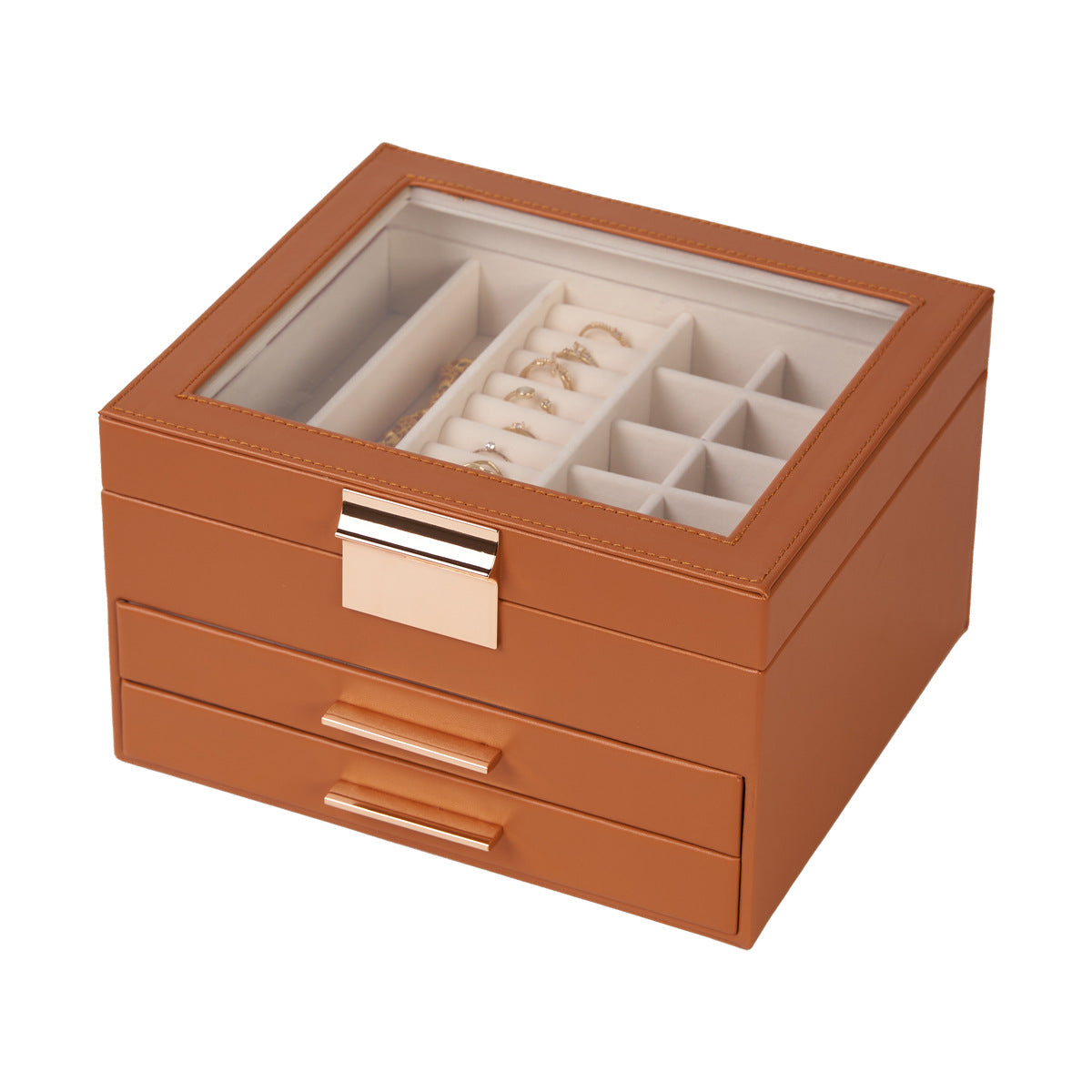 Jewellery Box for Women Girls, Transparent Glass Storage Case, Her Birthday Gift