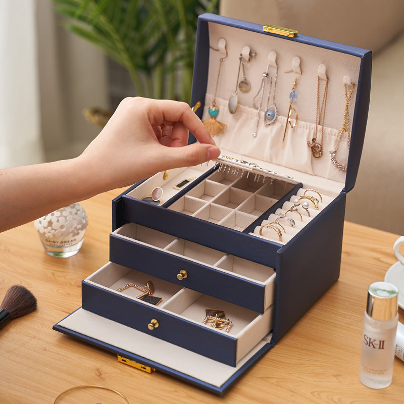 Jewellery Box for Women with Drawers, Leather Jewellery Case Organizer for Girls, Gift for Her, Birthday Christmas Gifts