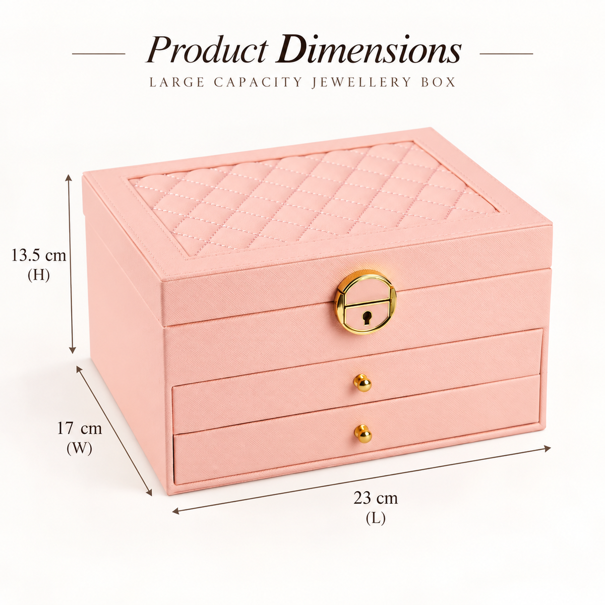 Personalised Large Jewellery Box with 2 Drawers – Custom Name Jewellery Organiser